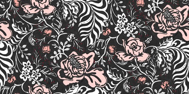 Rose block print floral